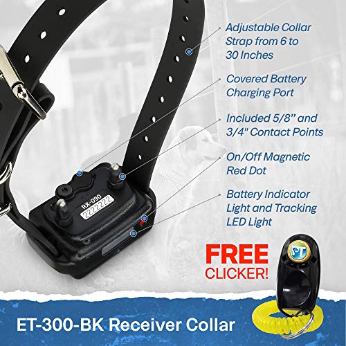 Educator ET-300 Black Mini E Collar for Dog Training with Remote - 1/2 Mile Range, Waterproof, 100 Blunt Stimulation Levels, Tone or Vibration Mode, Night Light Tracking for Small, Medium & Large Dogs - size: 1-Dog (ET-300 Black)
