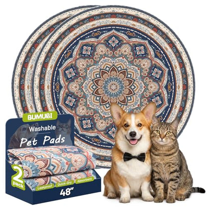 Washable Pee Pads for Dogs,2 Pack Super Absorbent Reusable Puppy Training Pads 48inch, Leak-Proof & Non-Slip,for Potty Training,Whelping,Crate & Playpen - size: 48x48in(Pack of 2)