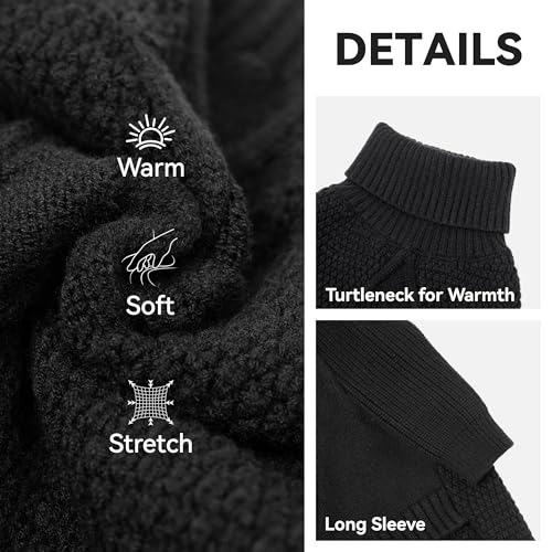 cyeollo Small Fleece Dog Sweater, Tureleneck Sweatershirt for Small Boy & Girl Dogs Pullover Doggy Clothes in Cold Weather Stretchy Fall Winter Pet Outfit Puppy Jacket, Black M - color: Black, size: Medium