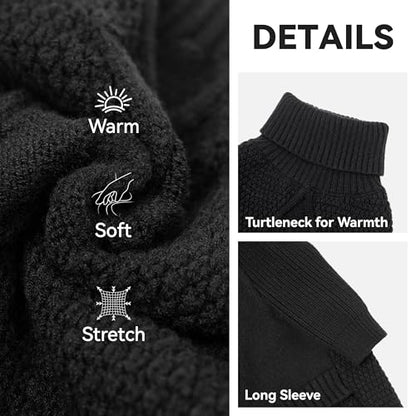 cyeollo Small Fleece Dog Sweater, Tureleneck Sweatershirt for Small Boy & Girl Dogs Pullover Doggy Clothes in Cold Weather Stretchy Fall Winter Pet Outfit Puppy Jacket, Black M - color: Black, size: Medium