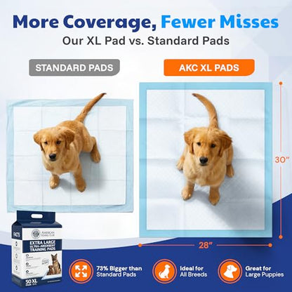 American Kennel Club Scented Puppy Training Pads with Ultra Absorbent Quick Dry Gel – 28 x 30 Pee Pads for Dogs - Fresh Scented - 50 Count, XL - size: 28 x 30 - 50 Count