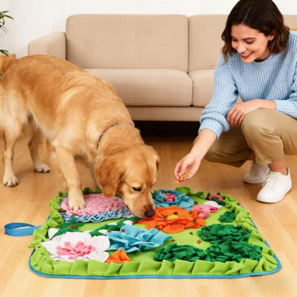 Vextronic Snuffle Mat for Dogs, Large Breed Slow Feeder Interactive Toy | 25x25-inch washable mat. Sparks natural foraging. Eases anxiety. Slows gulping at meals. Fits small to large pets. Lime. - color: Lime