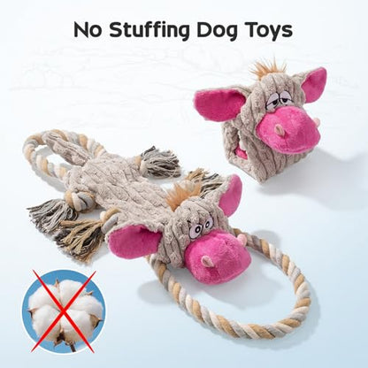 Funny Squeaky Dog Toys – No Stuffing Plush Donkey Chew Toys for Small, Medium and Large Dogs, Interactive Tug of War Pup Toys with Crinkle Paper & 2 Squeakers Each (2 Pack) - style: Donkey