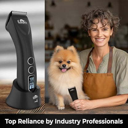 Kenchii Flash 5 Matte Black 5-in-1 Pet Grooming Clipper Digital LCD Stay-Cool Blade Precision Pet Grooming Trim, Shape, Sleek and Ergonomic Design - color: Matte Black