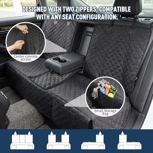 Dog Car Seat Cover, Back Seat Cover for Dog Pet Car Seat Universal Waterproof Scratch Proof Nonslip Durable Soft Pet Backseat Protector for Cars Trucks & SUVs (Black)