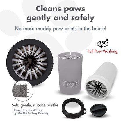 Dexas Lidded MudBuster Medium Dog Paw Cleaner, Light Gray, Fits 1.5"-2.5" Wide Paws, Gentle Silicone Bristles for Quick, Easy Cleaning - color: Light Gray, size: Medium with Lid