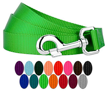 Country Brook Petz - Vibrant 17 Color Selection - Heavyduty Doublehandle Nylon Leash (6 Foot, 3/4 Inch Wide, Hot Lime Green) - color: Hot Lime Green