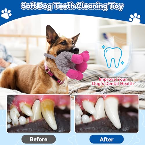 loncoldy Plush Chew Toys for Large Dogs, Tough Crinkle Stuffed Animal Squeaky Interactive Toys for Small Medium Large Dogs, Keep Them Busy, Big Pet Toys - color: gray & pink