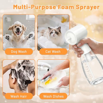 650ml Electric Dog Foam Sprayer for Small and Medium Pets | 650ml large capacity,electric foaming,rich dense foam,shampoo dispenser,for small and medium dogs and cats,easy pet bathing