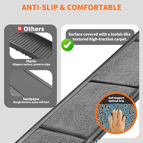 Dog Ramp for Car 63" Long & 17.3" Wide Portable Dog Ramps for Large Dogs with Non-Slip Rug Surface Dog Car Ramp for SUV Car & Truck, Outdoor Pet Ramp Folding Dog Ramp Up to 250LBS - size: Upgraded 63" L x 17.3" W