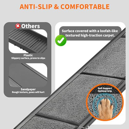 Dog Ramp for Car 63" Long & 17.3" Wide Portable Dog Ramps for Large Dogs with Non-Slip Rug Surface Dog Car Ramp for SUV Car & Truck, Outdoor Pet Ramp Folding Dog Ramp Up to 250LBS - size: Upgraded 63" L x 17.3" W