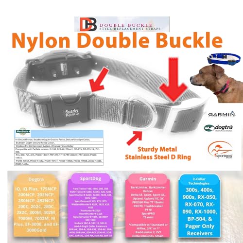 Sparky Pet Co - ECollar Replacement Strap - Double Buckle Dog Collar - Rugged Nylon - Adjustable - D Ring - Quick Release Metal Clasp - for Invisible Fence Systems - 3/4" x 24" - Black - color: Black, size: 3/4" Wide