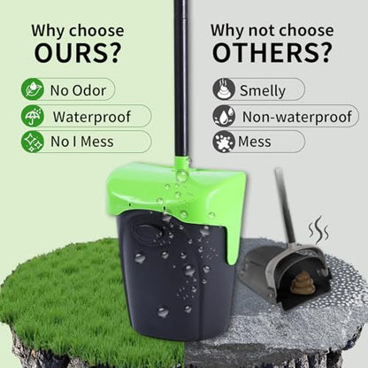 ienjoyed 43" Tall Pooper Scooper Large Swivel Bin & Rake with 100 Waste Bags,Heavy Duty Dog Pooper Scooper for Dogs, Long Handle Poop Scooper with Lid for Yard, Grass, Gravel (Green) - color: Green(43" Tall)