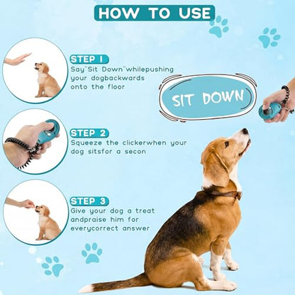Dog Training Clicker with Sring Wrist and Keyring - Pet Dog Training Clickers for Puppy, Cat, Potty, Bird, Horse, Pet, Trainer Training Tools, Behavior Aids