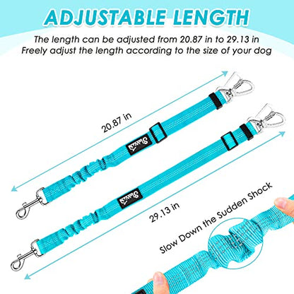 Lukovee Dog Car Harness Seat Belt, Adjustable Mesh Breathable Vest with Elastic Bungee Tether, Soft Padded 2-in-1 Safety Car Harness Seatbelt for Small Medium Large Dogs (Light Blue,XS) - color: Light Blue, size: X-Small