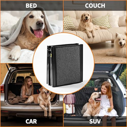 Dog Ramp for Car 63" Long & 17.3" Wide Portable Dog Ramps for Large Dogs with Non-Slip Rug Surface Dog Car Ramp for SUV Car & Truck, Outdoor Pet Ramp Folding Dog Ramp Up to 250LBS - size: Upgraded 63" L x 17.3" W