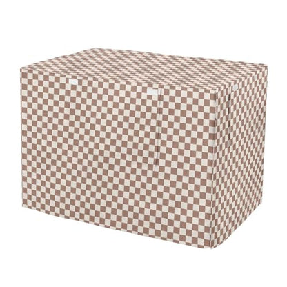 Dog Crates Covers Taupe Plaid Checkered Pet Kennel Cover Rollers Shades - size: S--30 x 19 x 21 inches