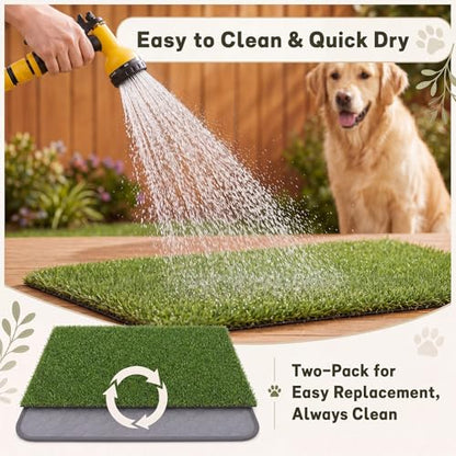 Fanfanwin 4 Pack Dog Grass with Washable Pee Pads 20"x25", 2 Artificial Grass for Dog Potty Training, 2 Reusable Puppy Pee Pads Absorbent Indoor Outdoor Pet Turf Patch for Apartment Balcony Patio - size: 20 x 25 Inch