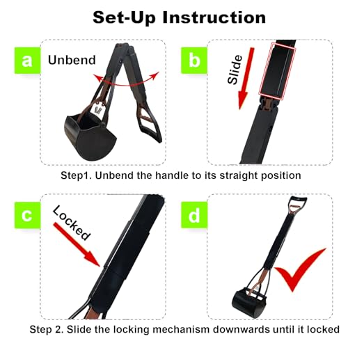 ienjoyed Pooper Scooper, Large Pooper Scooper for Dogs Heavy Duty, Dog Pooper Scooper with Long Handle & High Strength Durable Spring, Foldable Dog Poop Pick Up (32-inch) (Brown(Bottom Seamless)) - size: Brown(Bottom Seamless)