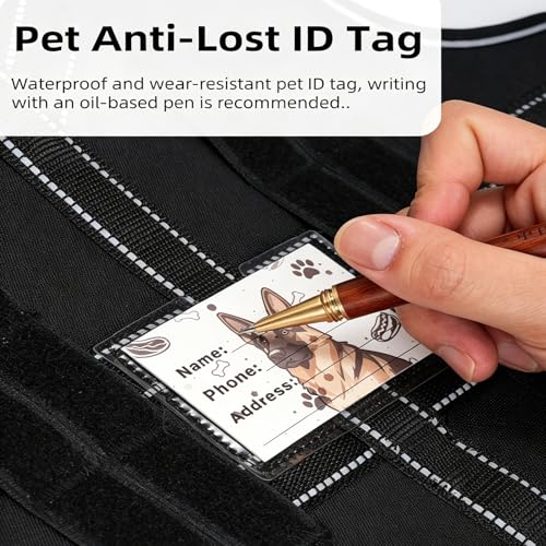 Tactical Dog Harness, Heavy Duty No Pull Dog Harness with 2 Control Handles Breathable Dog Harness Hook and Loop Panel for ID Patch Adjustable Reflective Pet Vest for Walking, Training (M) - size: M