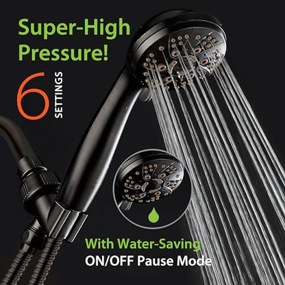 AquaDance High Pressure 6-Setting Oil Rubbed Bronze Handheld Shower Head with Stainless Steel Hose. Officially Independently Tested to Meet Strict US Quality & Performance Standards! - color: Oil Rubbed Bronze, size: 2.5 Gallon Per Minute, style: 2.5 Gall