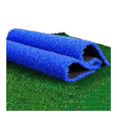 Artificial Turf Dog Potty Grass Mat Outdoor Garden Carpet with Drain Holes, Pets Reversible Mats for Garden School Décor, Blue, 31.4x118in - size: 31.4x118in