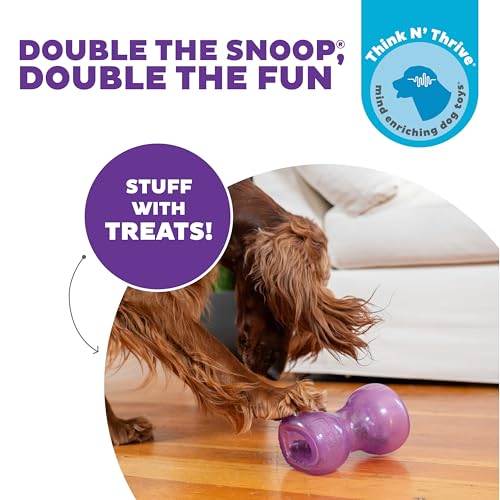 Outward Hound Double Snoop Interactive Treat Dispensing Dog Toy, Puzzle Ball Slow Feeder for Medium to Large Dogs, Mint-Scented for Mental Stimulation & Boredom Relief, 6in x 4in - color: Double Snoop (Purple)