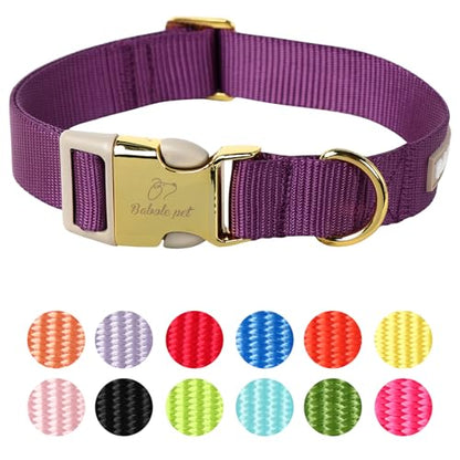 Nylon Dog Collar - Adjustable Deep Purple Soft Webbing Dog Collars for Small Medium Large Dogs Boy Girl Puppy Collar with Safety Metal Buckle XS - color: Nylon-Deep Purple, size: XS