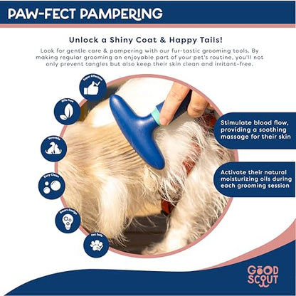 Good Scout Pet Hair Rake with Single Row Rotating Pins, Best Deshedding Tool for Dogs & Cats, Gentle, Safe & Effective Grooming Tool for Short or Long Haired Animals - style: Rake w/ Rounded Teeth