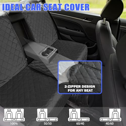 Yonktoo Dog Car Seat Cover for Back Seat, Car Seat Cover 60/40 Split Bench for Family Car, Compact SUV, MPV - Standard - 53" W - size: Standard - 53" W