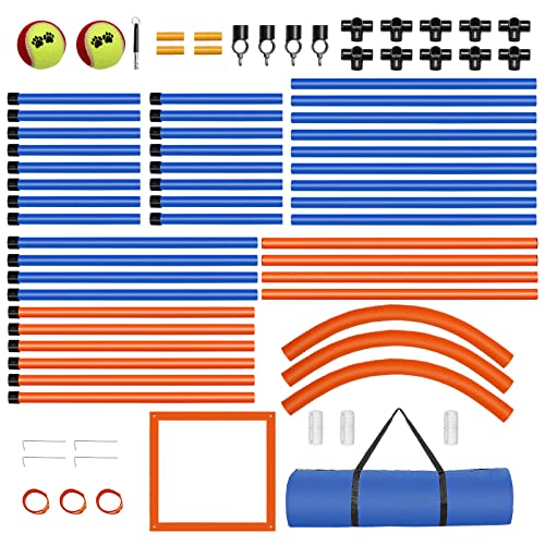 Dog Agility Training Equipment, 72-piece Obstacle Course Training Starter Kit Indoor Outdoor Game for Dogs with Agility Hurdle, Jump Ring, Weave Poles, Pause Box, Toy Balls and Storage Bag - size: 4 PCS SET