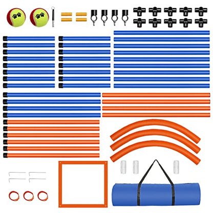 Dog Agility Training Equipment, 72-piece Obstacle Course Training Starter Kit Indoor Outdoor Game for Dogs with Agility Hurdle, Jump Ring, Weave Poles, Pause Box, Toy Balls and Storage Bag - size: 4 PCS SET