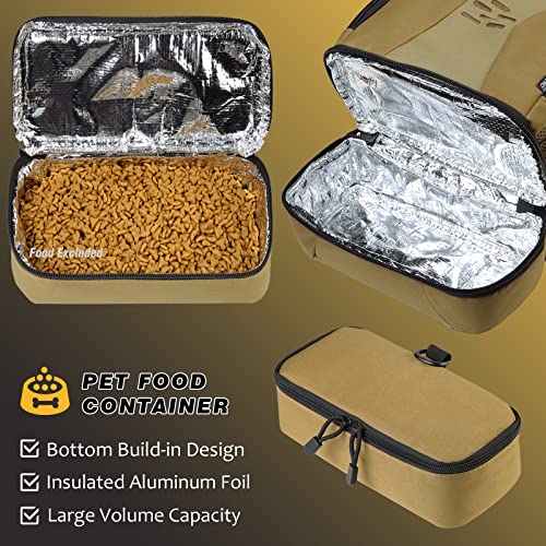 DBTAC Tactical Pet Backpack for Small Dogs & Cats - Compact Travel Bag with Insulated Pocket & 1x Detachable Food Container Included | Outdoor Hiking, Road Trip, Airplane Approved (Brown) - color: Brown