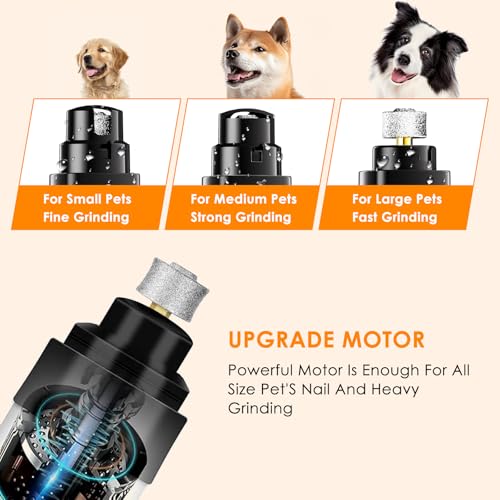 Ntrjtrss Quiet Dog Nail Grinde with 2-Speed, Professional Groom Pro Nail Grinder for Dogs for Small/Medium/Large Dogs & Cats, Rechargeable Grind Pro for Dogs with Replacement Grinding Heads