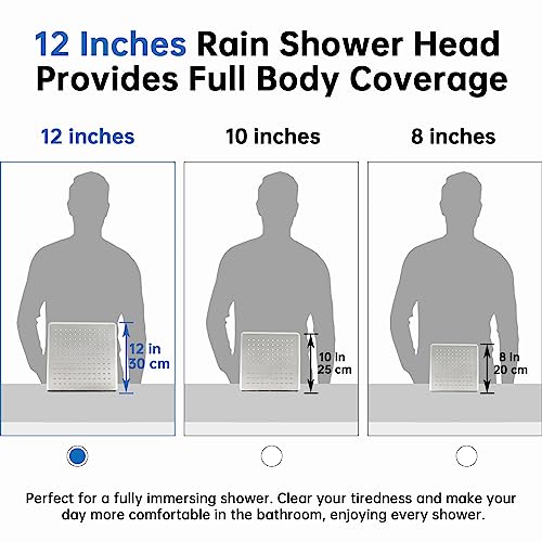 G-Promise All Metal 12 Inch Rain Shower Head with Power Wash Mode Handheld Spray Combo, Pause Setting 3-way Diverter, Full Body Coverage Waterfall Showerhead, Luxury Bathroom Upgrade (Brushed Nickel) - color: Brushed Nickel, size: 12 Inches