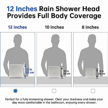 G-Promise All Metal 12 Inch Rain Shower Head with Power Wash Mode Handheld Spray Combo, Pause Setting 3-way Diverter, Full Body Coverage Waterfall Showerhead, Luxury Bathroom Upgrade (Brushed Nickel) - color: Brushed Nickel, size: 12 Inches