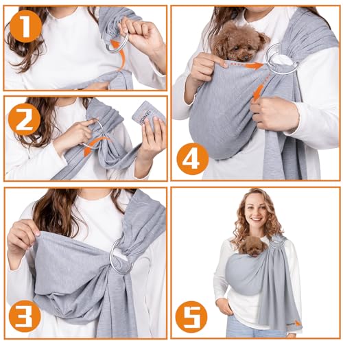 Dog Sling Carrier for Small Dogs,Carrying Wrap Anti-Anxiety Cat Sling,Adjustable Pet Sling(Light Gray) - color: light gray
