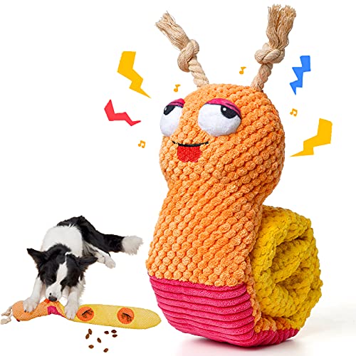 lilfrd Dog Enrichment Toys - Dog Puzzles Squeaky Treat Dispensing Crinkle Plush Snuffle Toys - Treat Toy for Small Medium Large Breed Puppy, Snail - style: Snail