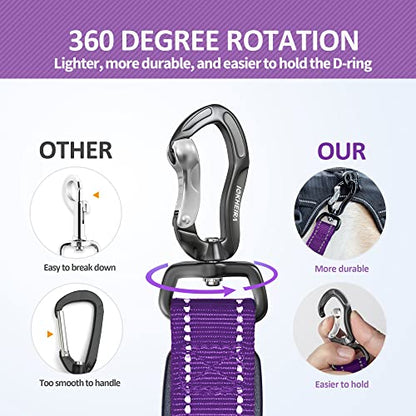 IOKHEIRA Multifunctional Dog Leash for Large and Medium Dogs - Adjustable With Car Seatbelt, 4-6 FT Strong Bungee, Purple - color: Purple