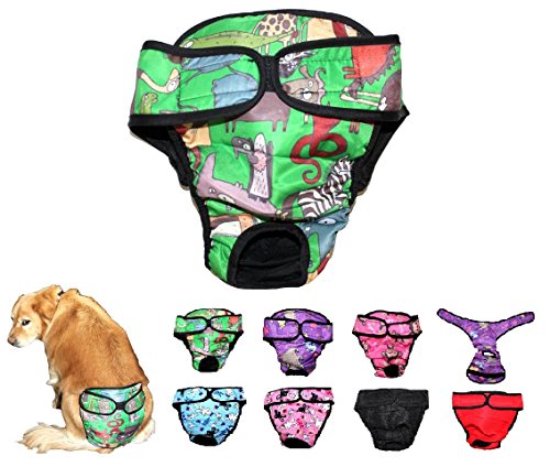 Dog Diaper Reusable Washable Female Girl for Medium & Large Big Dog Breeds Size L, XL, XXL DELIVERY 2-4 Days! (X-Large: Waist 22" - 28", Green Safari) - color: Green Safari, size: X-LARGE: Waist 22" - 28"