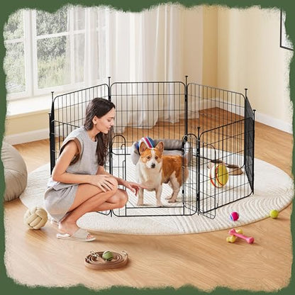 Yaheetech Expandable Dog Playpen, 8 Panel 24 inch Puppy Playpen with Door Indoor/Outdoor Pet Fence for Small Medium Dogs - size: 24 inch