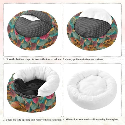 Pet Bed Coral Gorgeous Cat Snuggler Soft Winter Cushion, Cozy Round Bolster Nest for Indoor Kittens & Small Pets 15" - size: X-Small