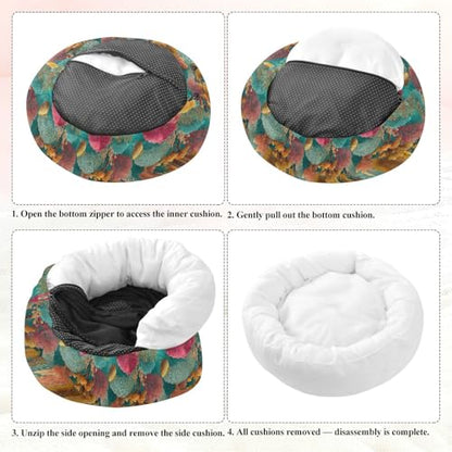 Pet Bed Coral Gorgeous Cat Snuggler Soft Winter Cushion, Cozy Round Bolster Nest for Indoor Kittens & Small Pets 15" - size: X-Small