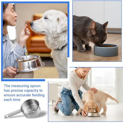 2 PCS 1/2 Cup Dog Food Scoop, 1/2 Cup Measuring Scoop | 125ml Stainless Steel Half Cups Dog Food Scoops for Feeding Pet, Wet and Dry Ingredients, Dishwasher Safe