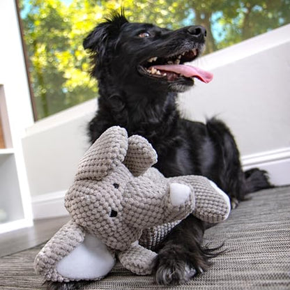 goDog Checkers Elephant Tough Plush Toy with Chew Guard Technology, Durable Checkered Fabric & Squeaker for Active Play, Gray, Large - color: Checkers - Elephant (Gray), size: Large