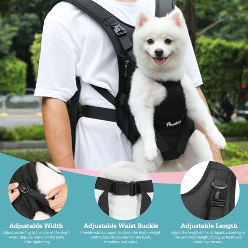 Pawaboo Pet Dog Front Carrier Backpacks, Legs Out Pet Carrier Backpack for Dogs, Adjustable Dog Chest Carriers Purse for Small Medium Dogs Hands Free for Travel Hiking Cycling Camping, L, Black - color: AA-Black, style: Large (Pack of 1)