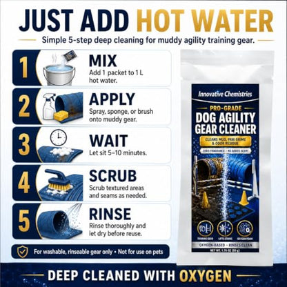 Dog Agility Gear Cleaner Packet for Training Equipment, 50 g | Helps lift stains from textured surfaces