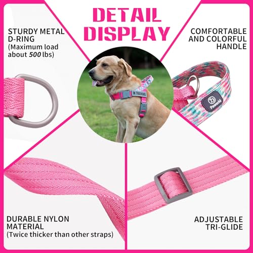 Service Dog Vest, No-Pull Service Dog Harness with 4 PCS Reflective Patches, Dog Vest Harness with Handle, Pet Harness for Small Medium Large Dogs in Training (Pink, S) - color: Pink Harness + 4 Patches, size: Small (Chest: 19-25")