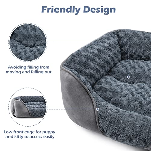 INVENHO Dog Bed Medium Size Dog, Orthopedic Warming Soft Calming Sleeping Puppy Bed Durable Pet Bed with Anti-Slip Bottom - color: Grey, size: M(25"x 21"x 8")