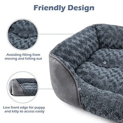 INVENHO Dog Bed Medium Size Dog, Orthopedic Warming Soft Calming Sleeping Puppy Bed Durable Pet Bed with Anti-Slip Bottom - color: Grey, size: M(25"x 21"x 8")